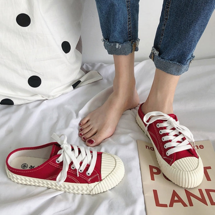 Women Half Slippers Canvas Shoes Non-Slip Sneakers, Size: 37