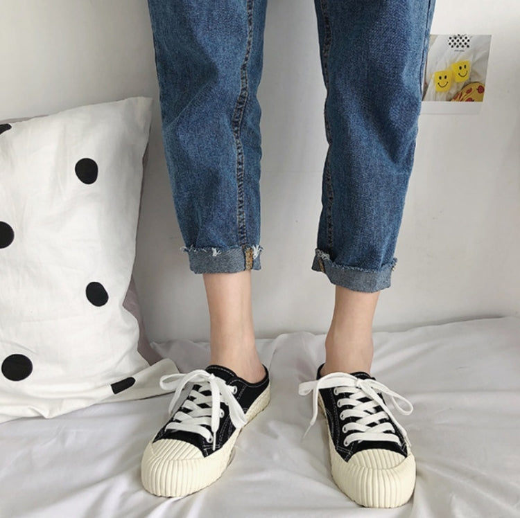 Women Half Slippers Canvas Shoes Non-Slip Sneakers, Size: 38