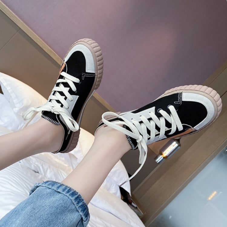 Women Color-Blocking Semi-Slipper Canvas Shoes Breathable Casual Lazy Shoes, Size: 37