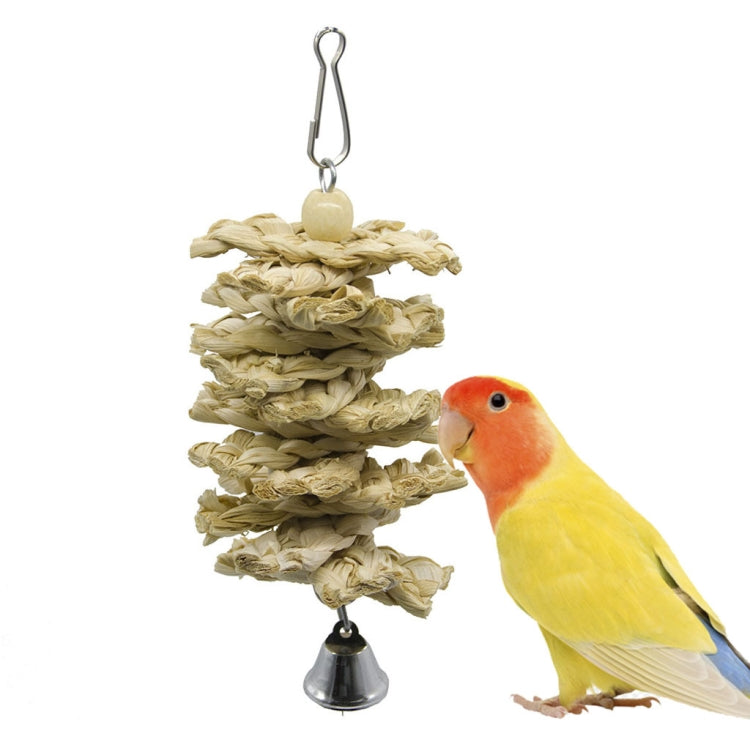 4 PCS Parrot Toy Straw Corn Husk Skewers Bite Swing