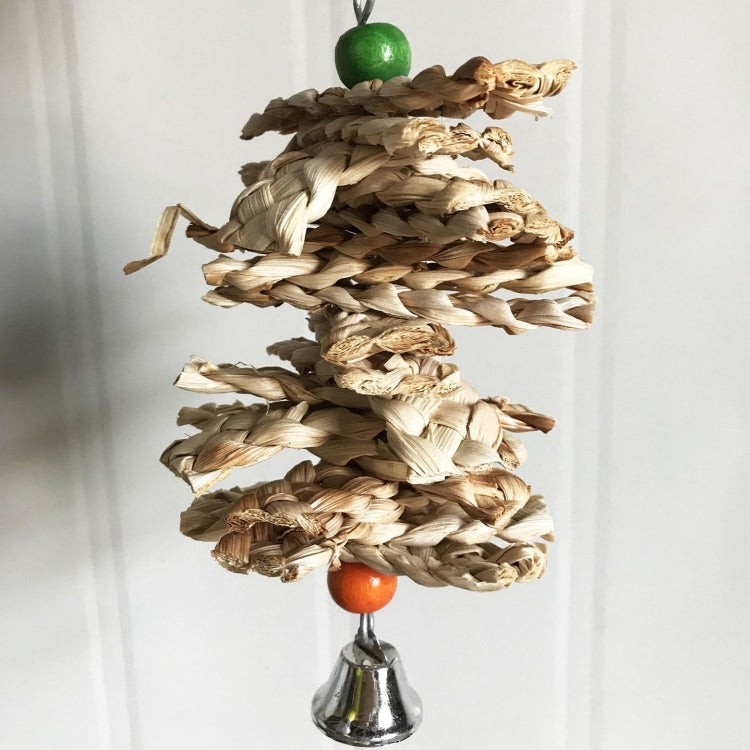 4 PCS Parrot Toy Straw Corn Husk Skewers Bite Swing