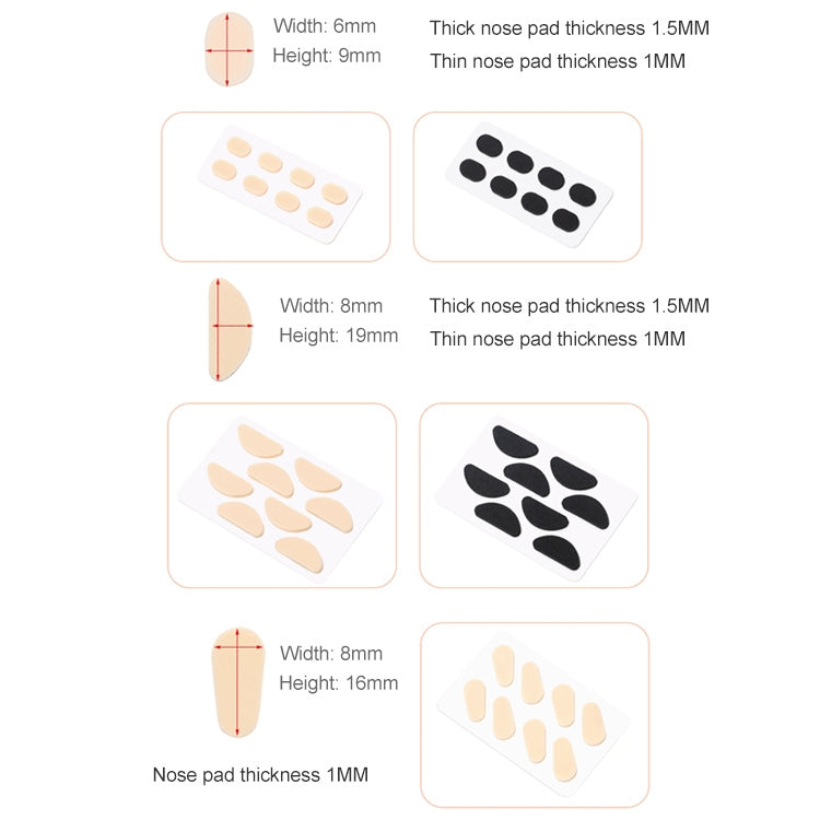 20 PCS Glasses Nose Strip Soft EVA Sponge Nose Mat Comfortable No Pressure Mark Does Not Remove Makeup Anti-Height Eye Frame Nose