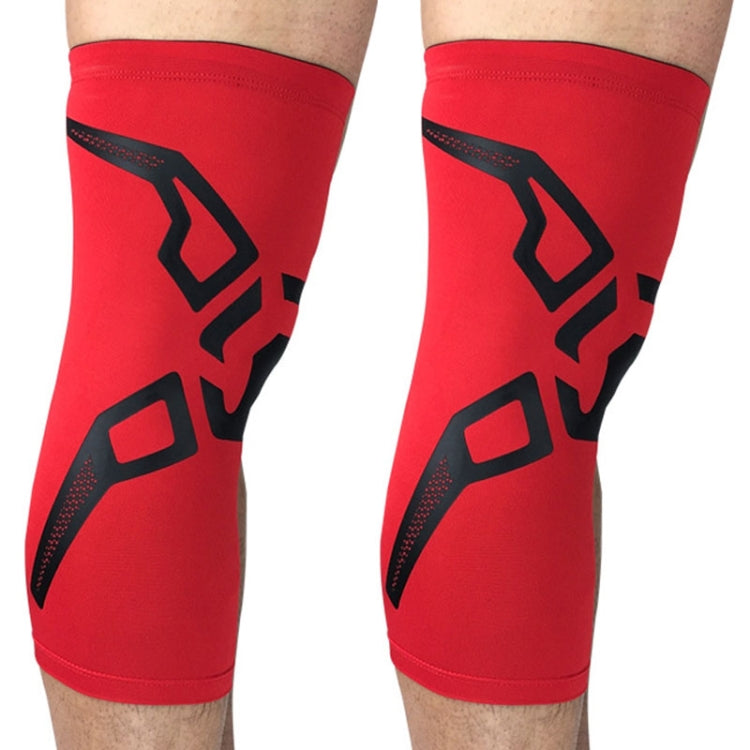 2 PCS Basketball Knee Pads Summer Leg Protection Cover Outdoor Football Riding Running Sporting Goods Protective Gear, Specification:  L (Red Gray)