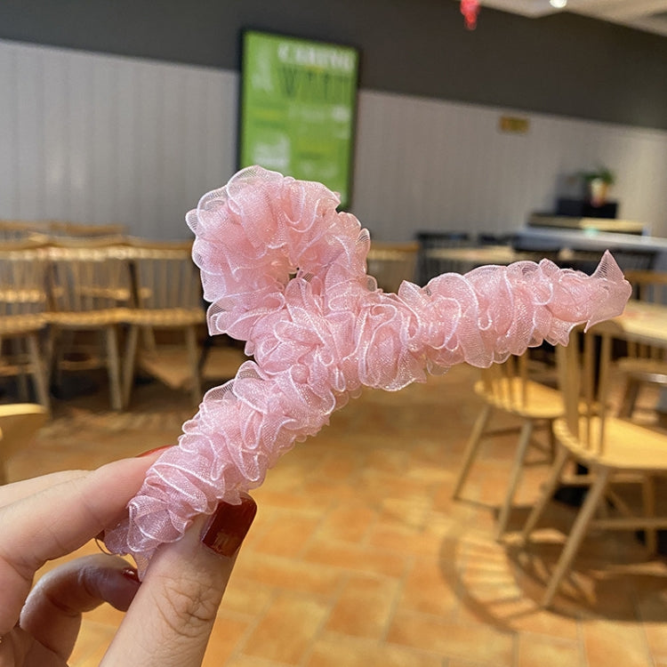 10 PCS Resin Material Spring Hair Clip, Colour: 21 Pink Net Yarn
