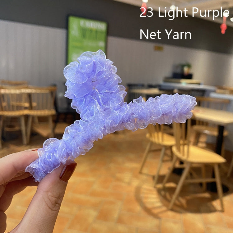 10 PCS Resin Material Spring Hair Clip, Colour: 23 Light Purple Net Yarn