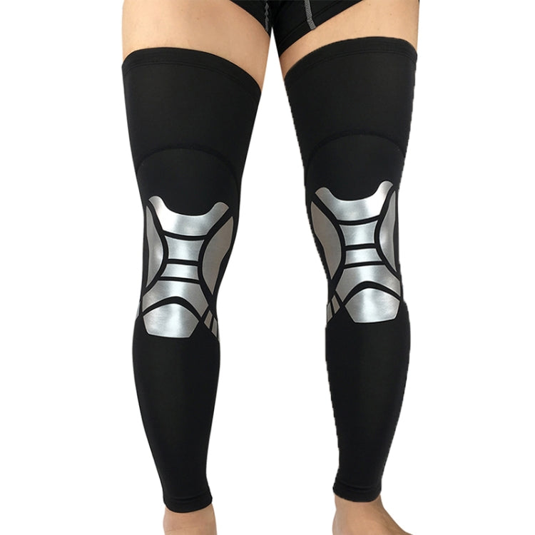 2 PCS Basketball Kneepad Summer Thin Breathable Leggings Cover Outdoor Riding Running Protective Gear, Specification:  L(Black Silver)