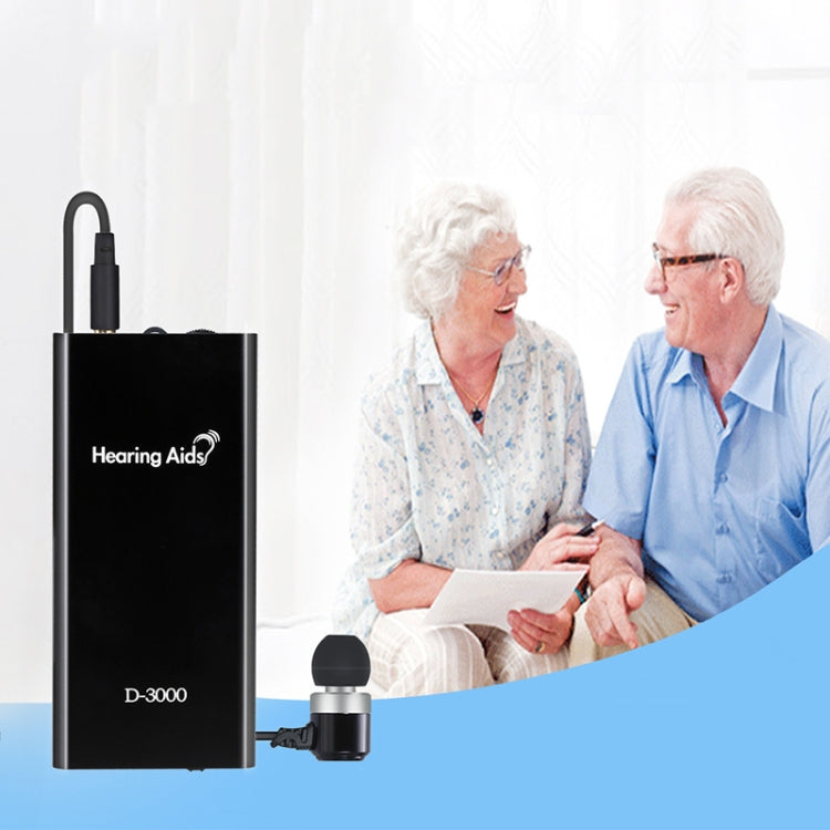 D-3000 Elderly Box-Type Hearing Aid With Line Sound Amplifier High-Power Sound Collector(Black)