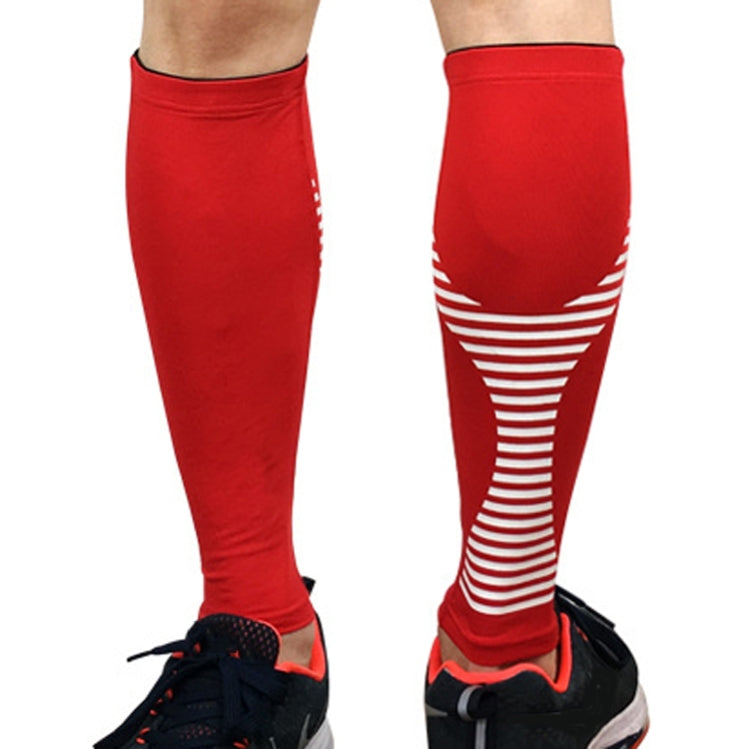 2 PCS Sports Calf Protection Basketball Football Running Leggings Protective Gear High-Elastic Warm Breathable Knee Pads Socks, Specification:  XL (Red)