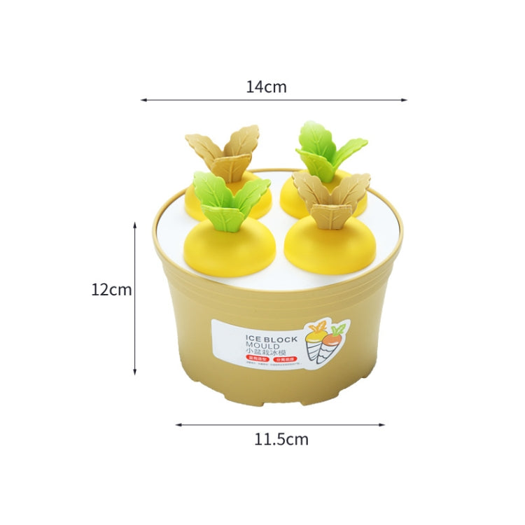 2 PCS Summer Carrot Potted Ice Cream Mold Homemade Ice Tray Round(Yellow)