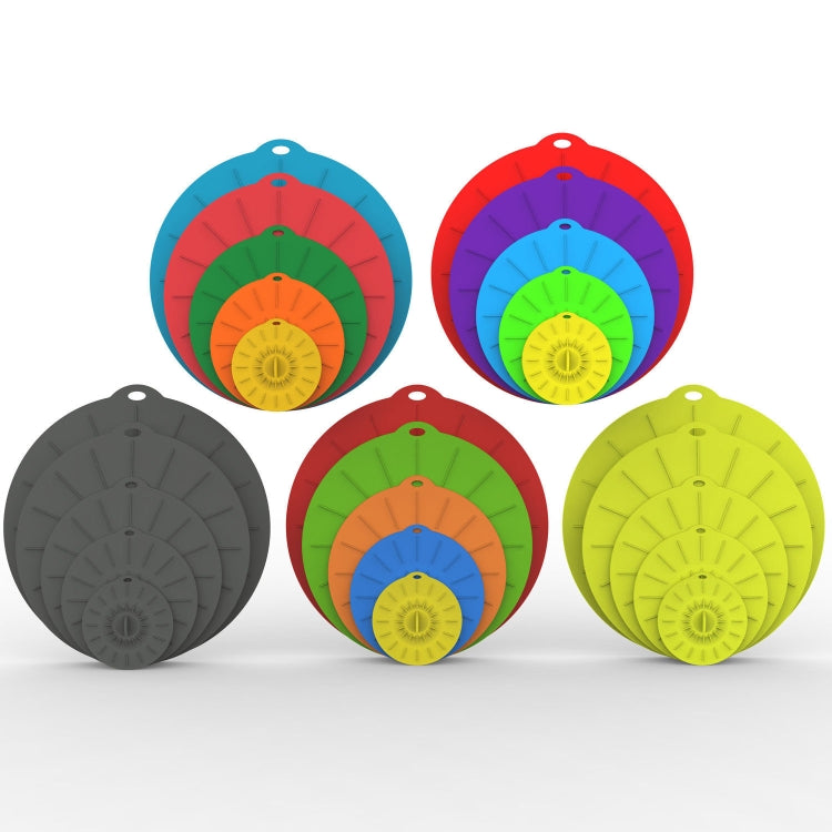 5 in 1 Silicone Fresh-Keeping Lid Microwave Heating Lid Food Dust-Proof And Splash-Proof Lid Set