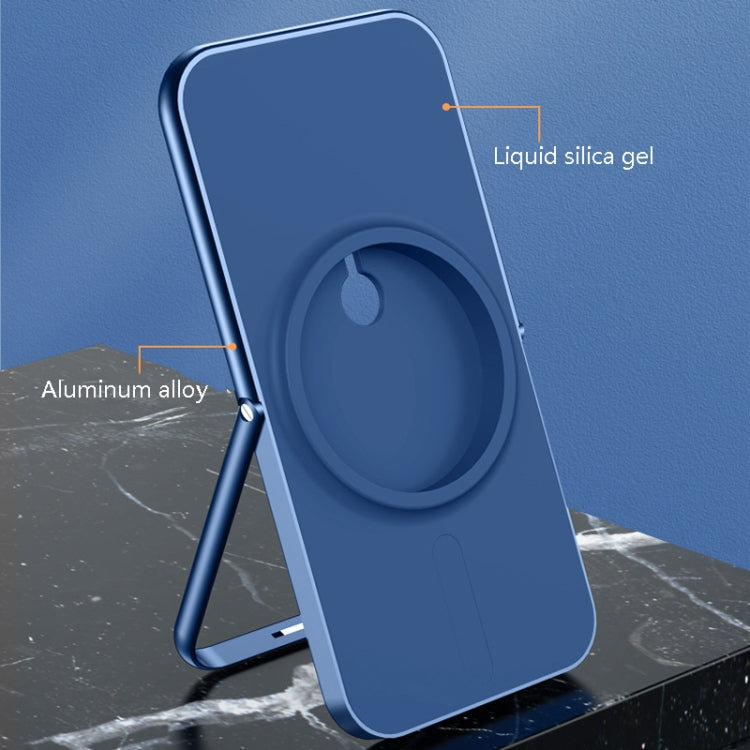 Magnetic Wireless Charging Mobile Bracket Foldable Desktop Aluminum Alloy Bracket for iPhone 12 Series(Cool Black)