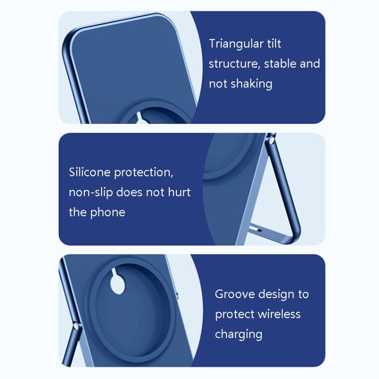 Magnetic Wireless Charging Mobile Bracket Foldable Desktop Aluminum Alloy Bracket for iPhone 12 Series(Cool Black)