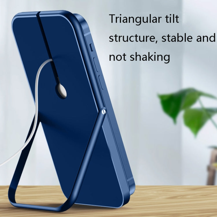 Magnetic Wireless Charging Mobile Bracket Foldable Desktop Aluminum Alloy Bracket for iPhone 12 Series(Cool Black)