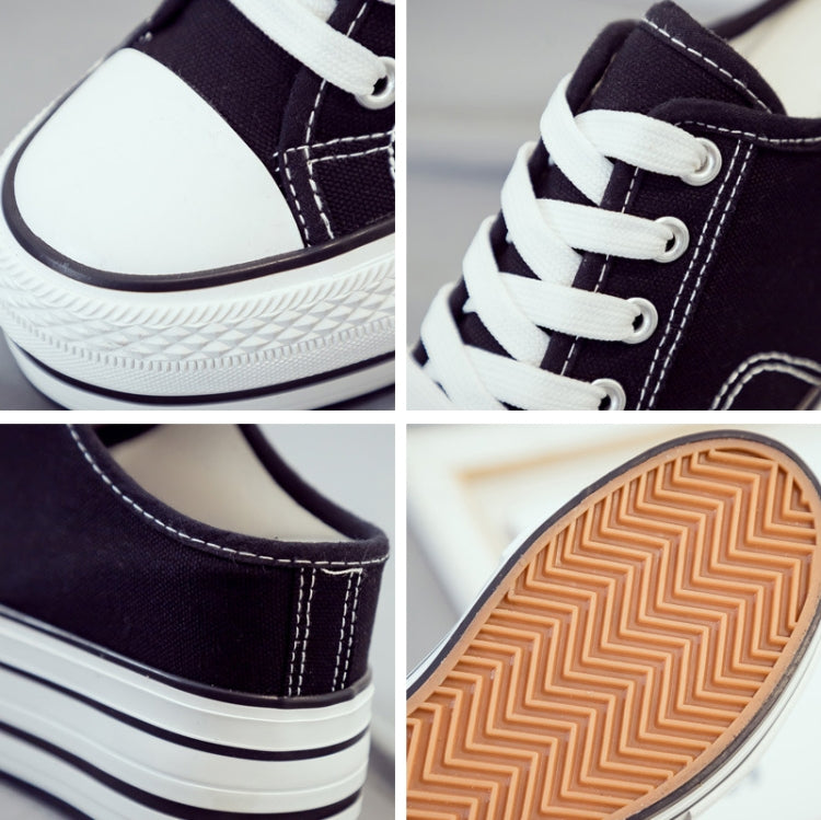 Women Thick-Soled Inner Heightened Semi-Slipper Canvas Shoes Lazy One-Legged Platform Shoes, Size: 37