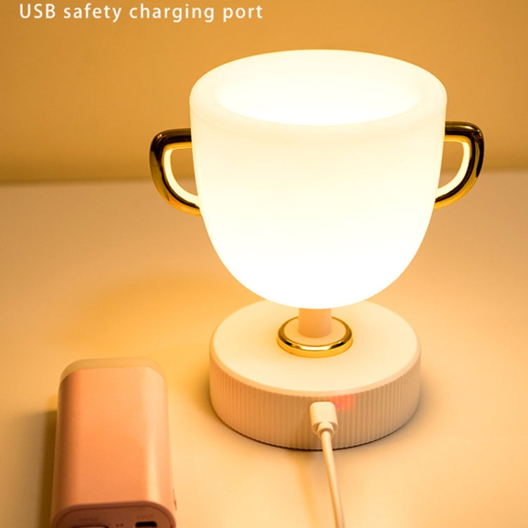 W-006 Trophy Pen Holder Night Light USB Remote Control Colorful Timing Dimming Dormitory LED Night Eye Protection Light, Light color: Yellow Light In-line