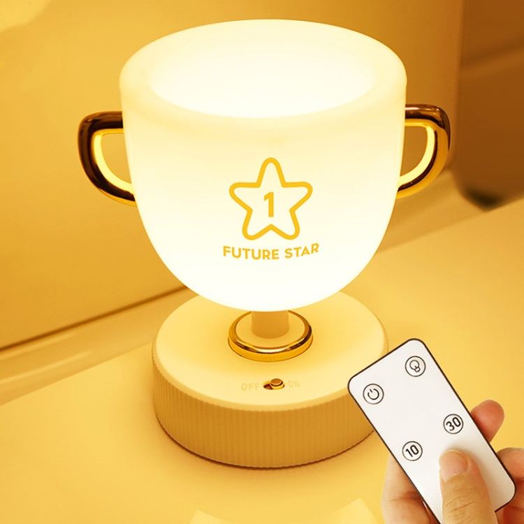 W-006 Trophy Pen Holder Night Light USB Remote Control Colorful Timing Dimming Dormitory LED Night Eye Protection Light, Light color: Yellow Light In-line
