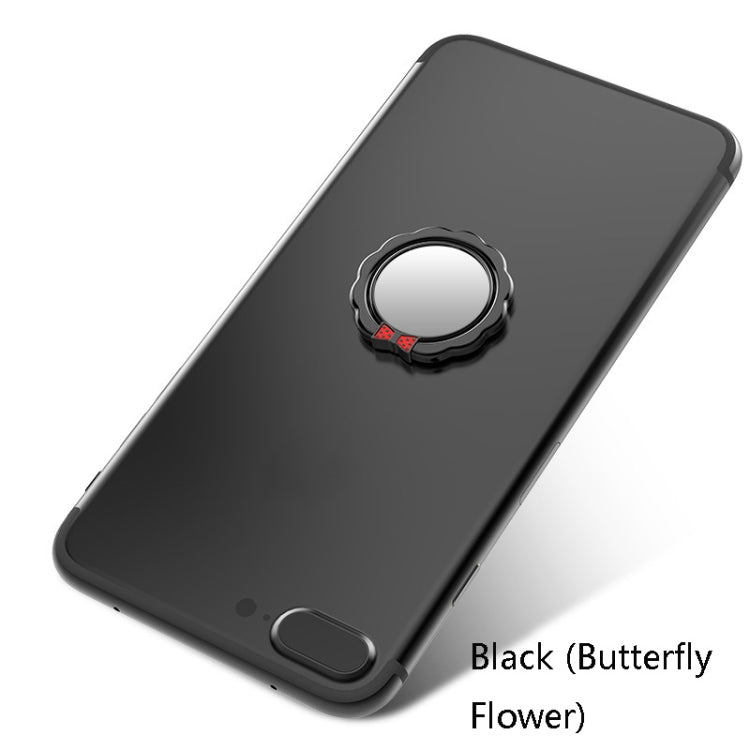 4 PCS Metal Mobile Phone Ring Buckle, Colour: Black (Butterfly Flower)