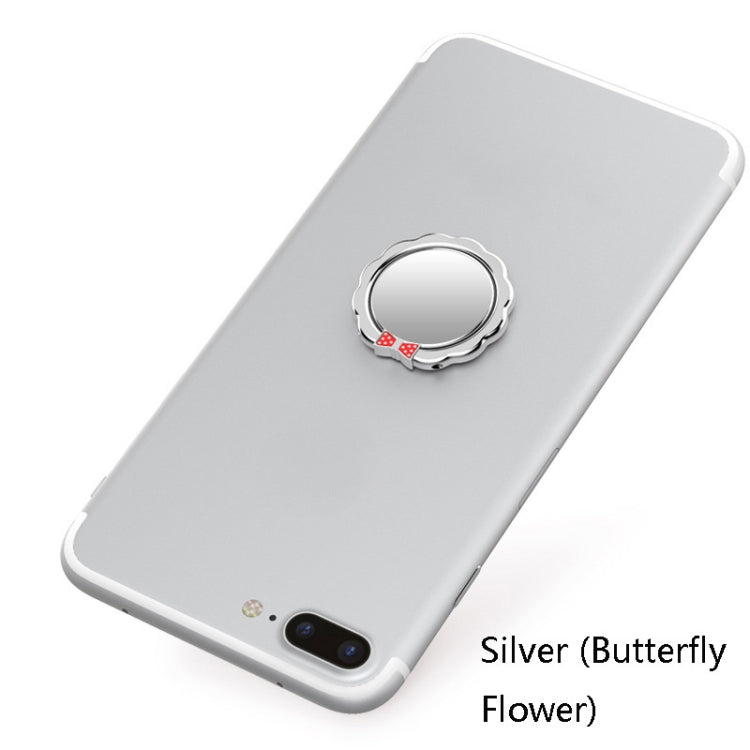 4 PCS Metal Mobile Phone Ring Buckle, Colour: Silver (Butterfly Flower)