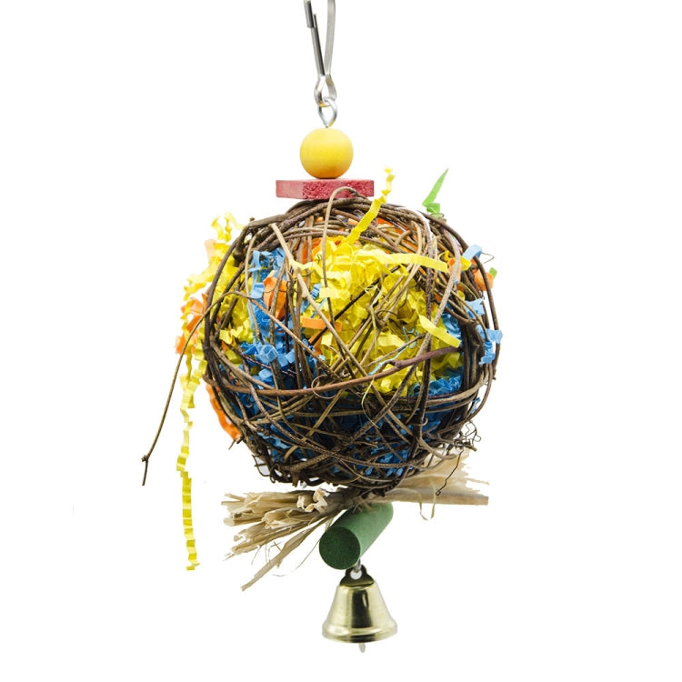2 in 1 Parrot Toy Sepak Takraw Paper Brushed Grass Bite Ball