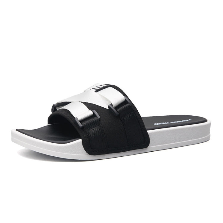 Men Fashion Outdoor Slippers Antiskid Soft Sole Beach Shoes, Size: 44-45(Black White)
