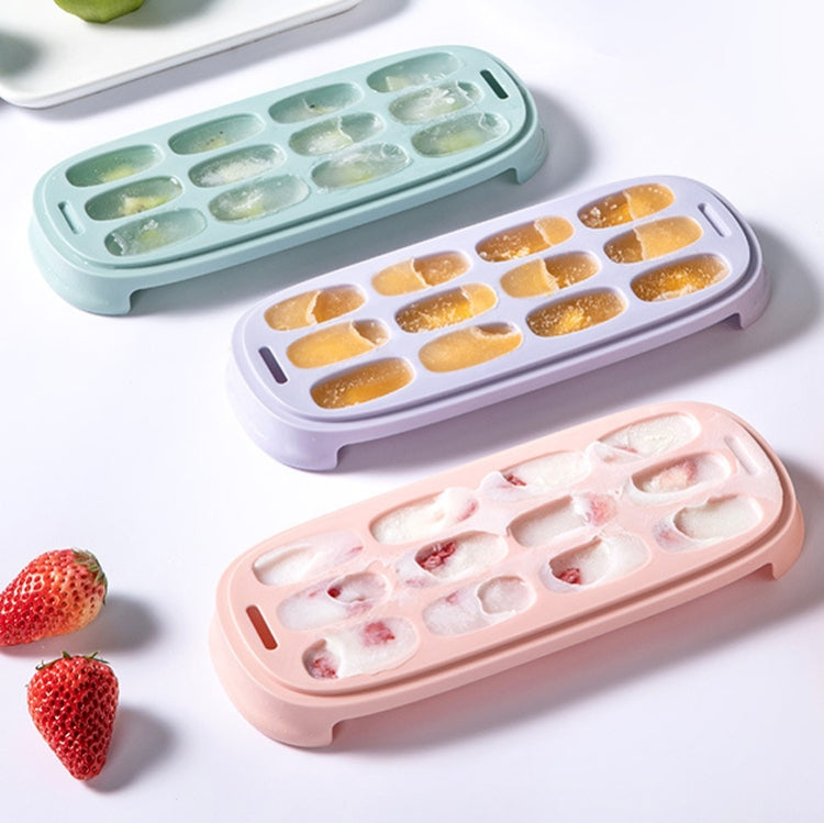 Silicone Ice Tray Ice Box Homemade Complementary Food Ice Cube Mold Household Small Quick-Freezer,Style: Small Bench  (Purple)