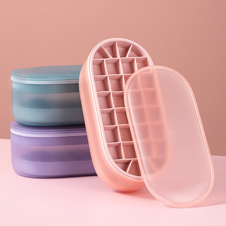 Silicone Ice Tray Ice Box Homemade Complementary Food Ice Cube Mold Household Small Quick-Freezer,Style: Boxed (Purple)