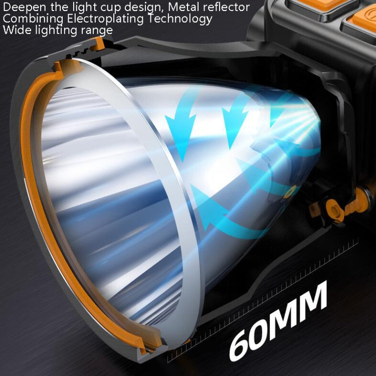 LED Night Fishing Charge Head Light Outdoor Camping Fishing Miner Light Searchlight Head-Mounted Flashlight With Charge Display, Colour: 32 Lamp Beads Yellow Light
