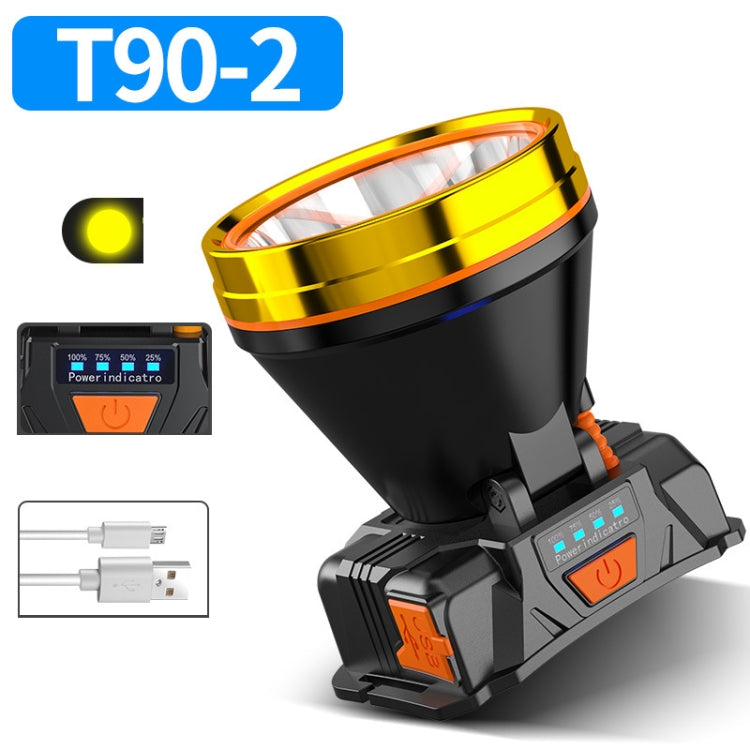 LED Night Fishing Charge Head Light Outdoor Camping Fishing Miner Light Searchlight Head-Mounted Flashlight With Charge Display, Colour: 40 Lamp Beads Yellow Light