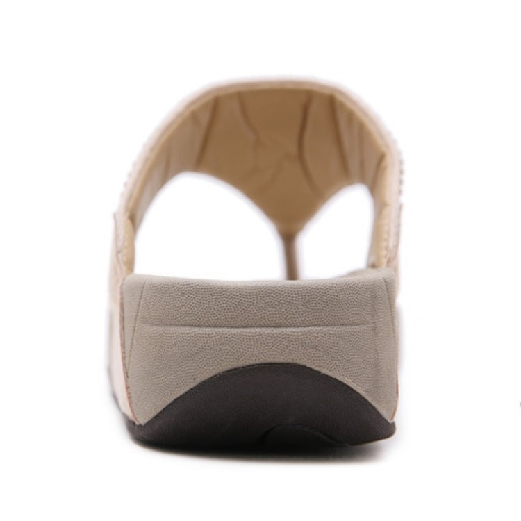 Women Casual Slippers Wedge Heel Rhinestone Platform Flip Fops, Size: 36