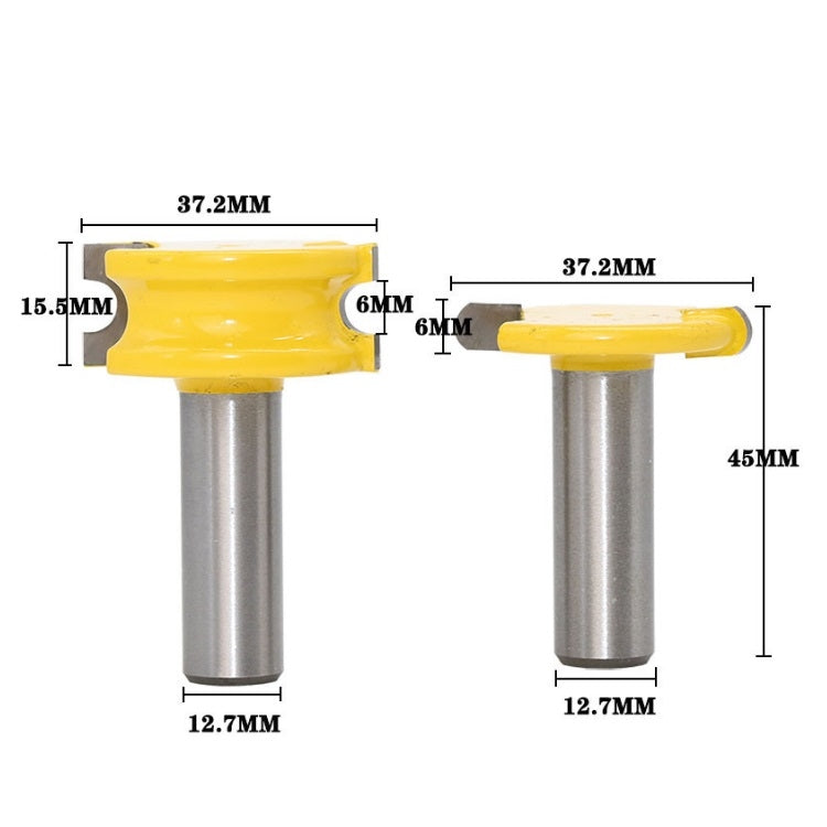 2 PCS/Set Floor Jigsaw Woodworking Tenon Cutter Trimming Engraving Machine Milling Cutter, Model: 1/2 Handle