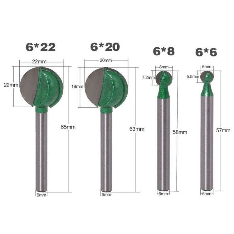 4PCS/Set 6 Handles Spherical Carving Knife Woodworking Straight Handle Grinding Head
