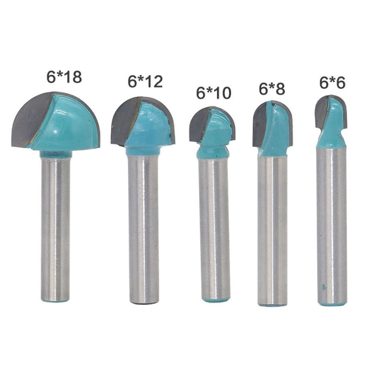 5 PCS/Set 6-18mm 6 Shank Lace Round Cutter Woodworking Relief Milling Cutter