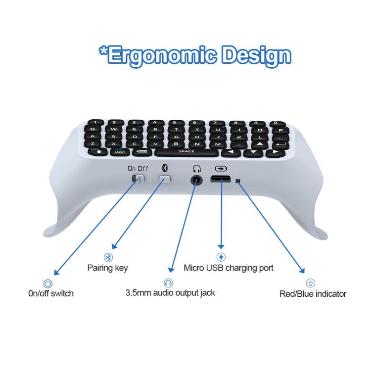 JYS-P5121 Bluetooth Wireless Handle Keyboard Can Chat Voice External Keyboard Suitable For PS5, Note: Without Handle  - Grey