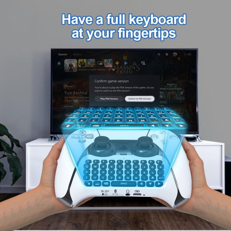 JYS-P5121 Bluetooth Wireless Handle Keyboard Can Chat Voice External Keyboard Suitable For PS5, Note: Without Handle  - Grey