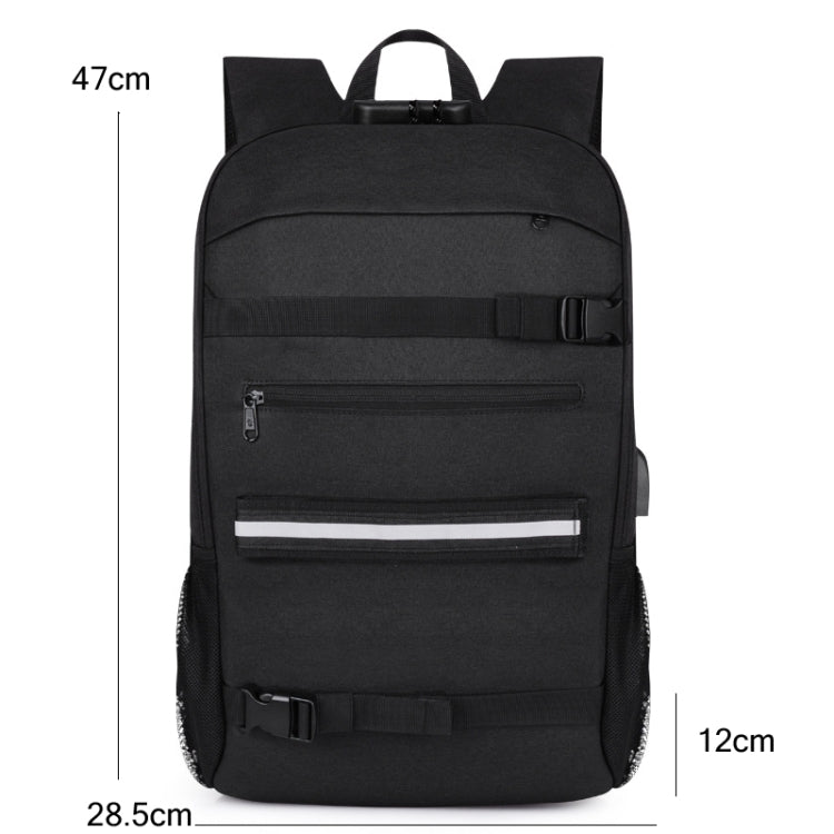 16 inch Men Business Large-Capacity Backpack With USB Charging Anti-Theft Lock Skateboard Bag