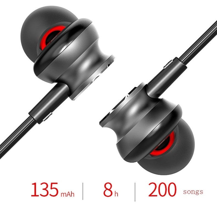 Q9S Hanging Neck Subwoofer In-Ear Wireless Bluetooth Sports Earphone(Black Red)