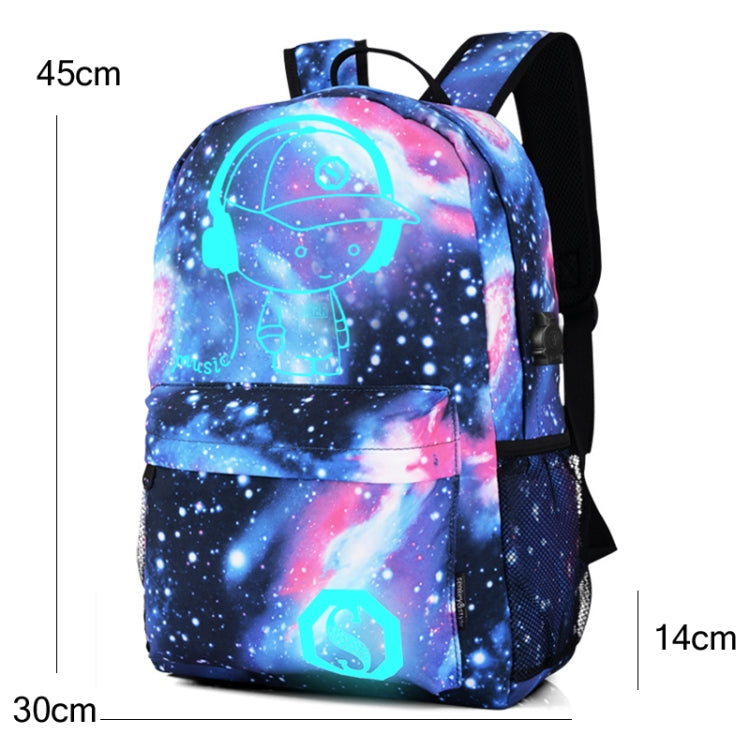 Starry Sky Luminous Backpack Oxford Cloth Printed Backpack, Colour: Star Blue Music Kid