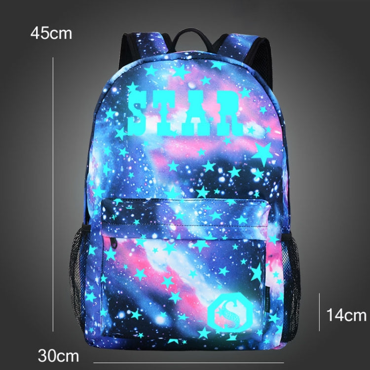 Starry Sky Luminous Backpack Oxford Cloth Printed Backpack, Colour: Star Blue Star