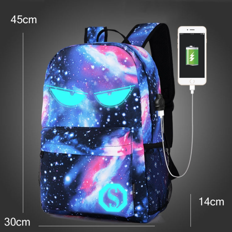 Starry Sky Luminous Backpack Oxford Cloth Printed Backpack, Colour: Star Blue Devil (USB)