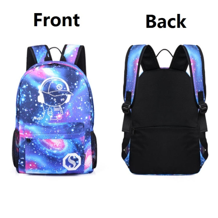 Starry Sky Luminous Backpack Oxford Cloth Printed Backpack, Colour: Star Blue Devil (USB)