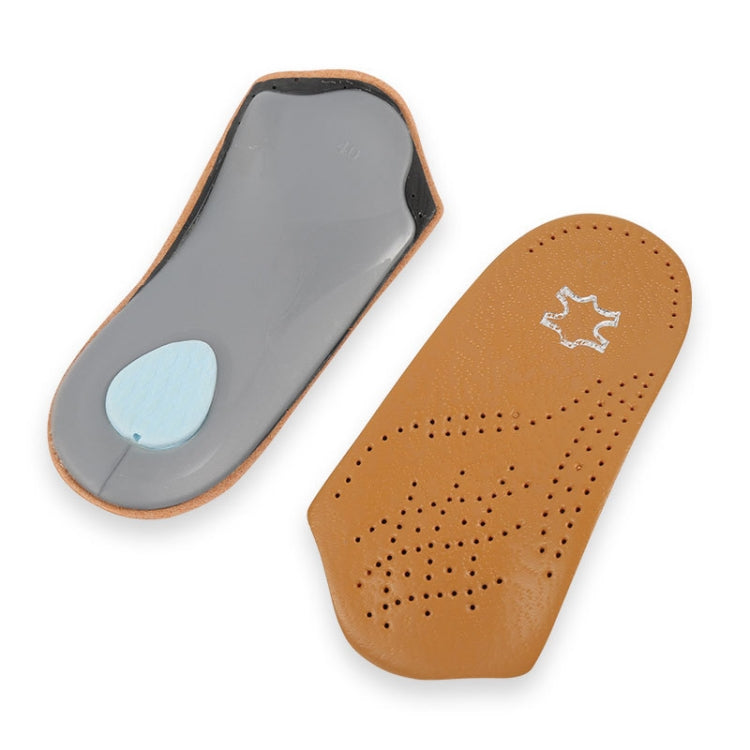2 Pairs Cow Leather Arch Half Insole Flat Arch Support O-Leg Corrective Insole,Size:  45/46