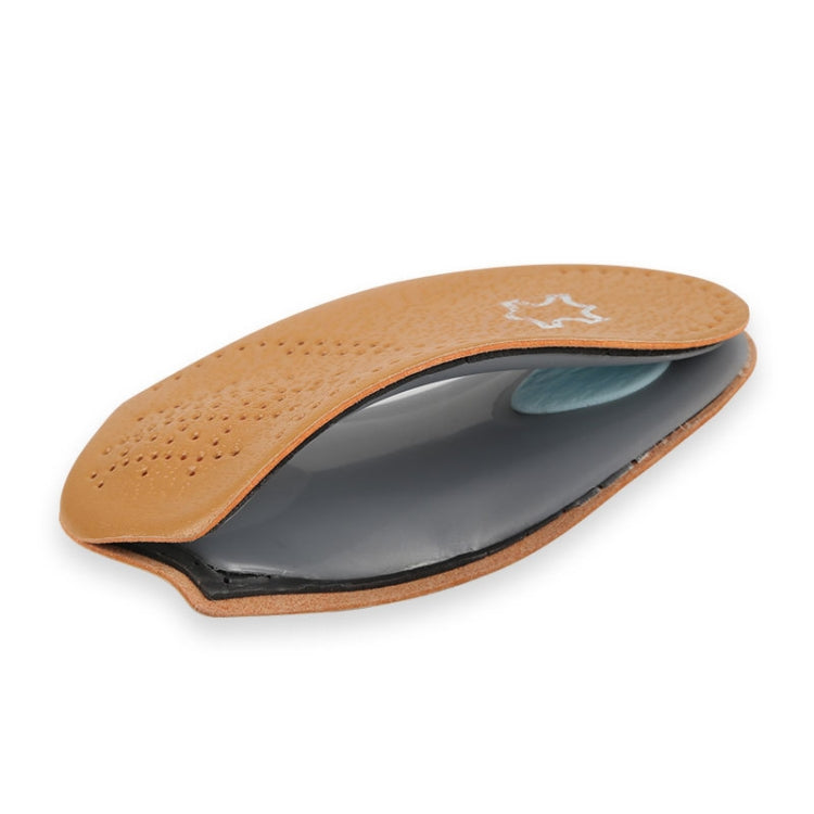 2 Pairs Cow Leather Arch Half Insole Flat Arch Support O-Leg Corrective Insole,Size:  45/46