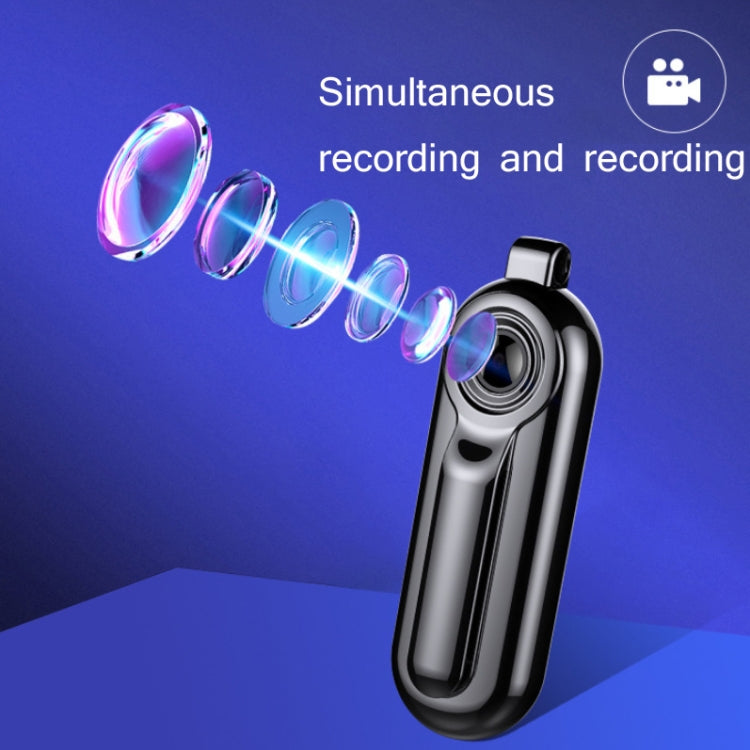 V3 1080P Portable Hanging Back Clip Wide-Angle HD 1080P Voice Video Recorder, Capacity: 8GB(Black)