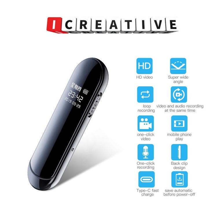 V8 160 Degrees Wide Angle 1080P Smart HD Video Pen Noise Reduction Voice Recorder, Capacity: 128GB