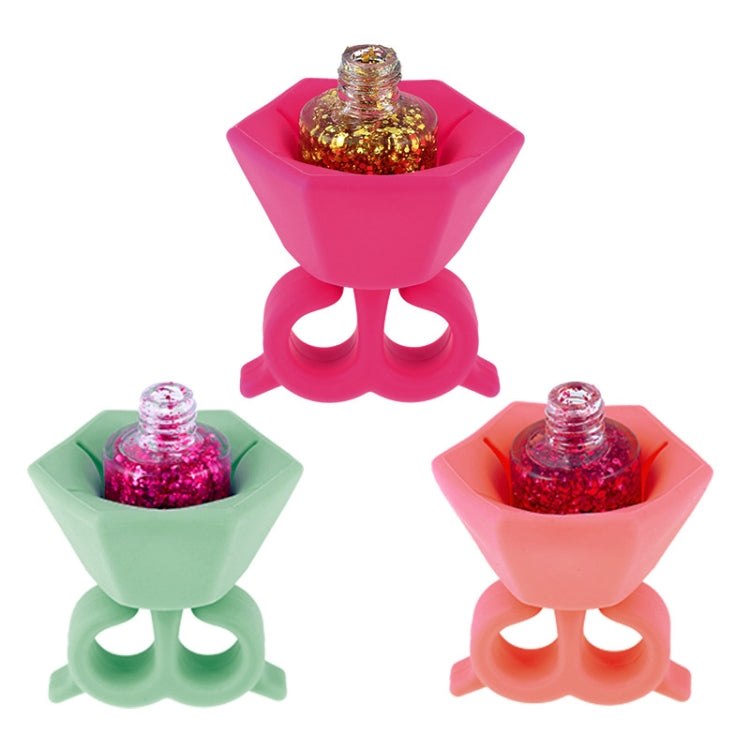 5 PCS Wearable Nail Polish Bottle Cover Silicone Anti-splash Nail Polish Finger Holder Random Colour Delivery