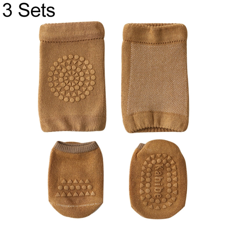 3 Sets Summer Children Knee Pads Baby Floor Socks Baby Non-Slip Crawling Sports Protection Suit S 0-1 Years Old