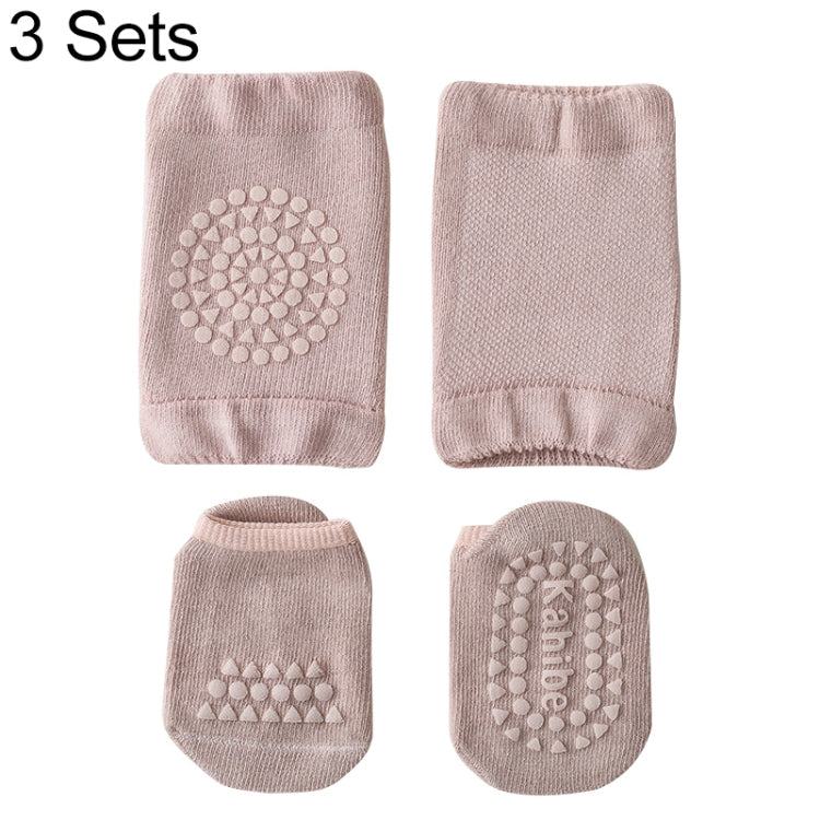 3 Sets Summer Children Knee Pads Baby Floor Socks Baby Non-Slip Crawling Sports Protection Suit M 1-3 Years Old
