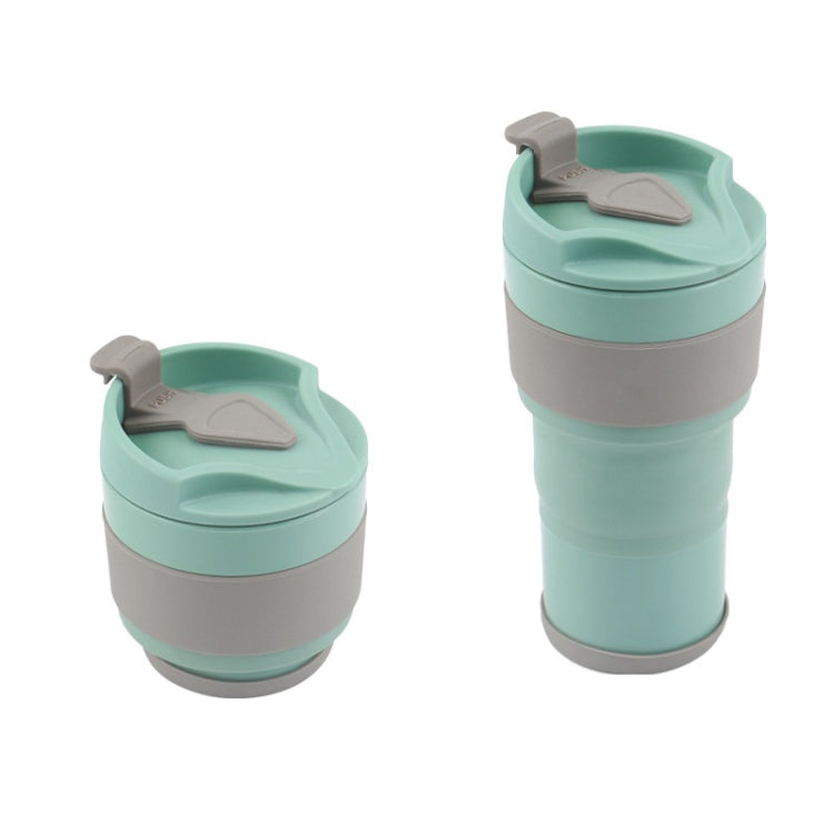 380ml Outdoor Travel Silicone Folding Eater Cup Sports Portable Retractable Compression Cup, Colour: Cyan