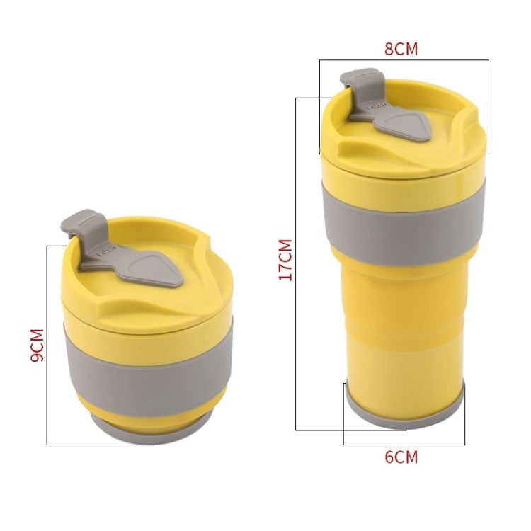 380ml Outdoor Travel Silicone Folding Eater Cup Sports Portable Retractable Compression Cup, Colour: Yellow