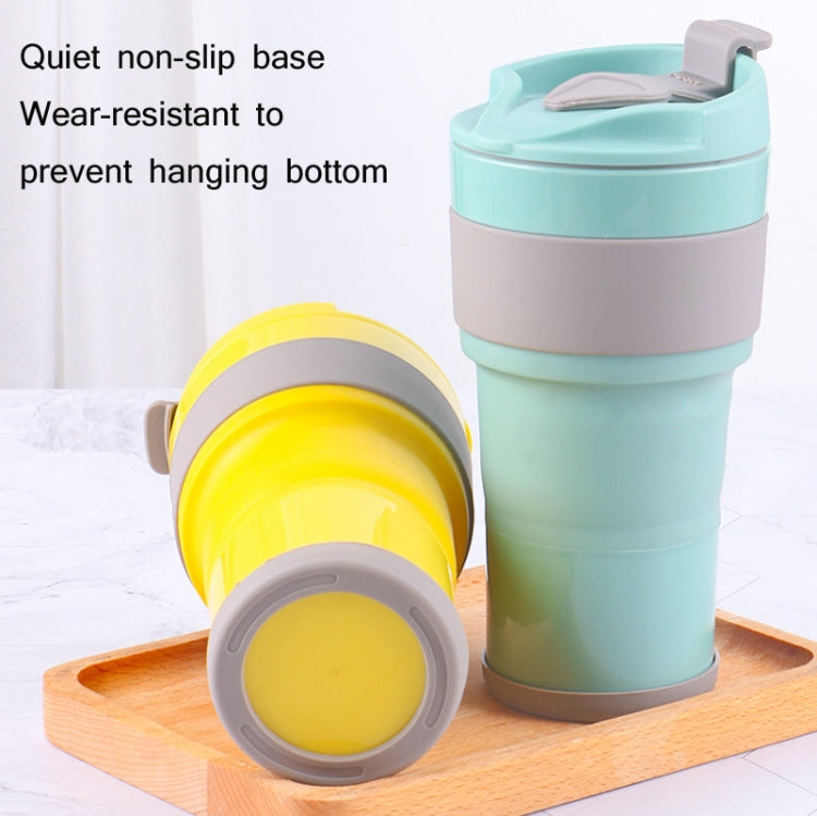 380ml Outdoor Travel Silicone Folding Eater Cup Sports Portable Retractable Compression Cup, Colour: Yellow Cup+Pink Straw